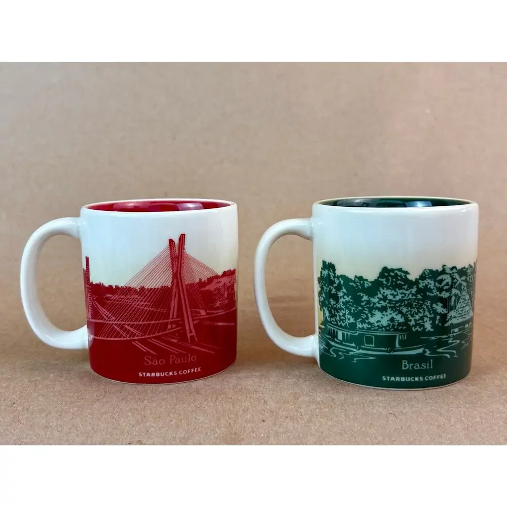 Starbucks Global Icon Demitasse Mugs Set - Brasil & Sao Paulo 3 oz Mini Cups